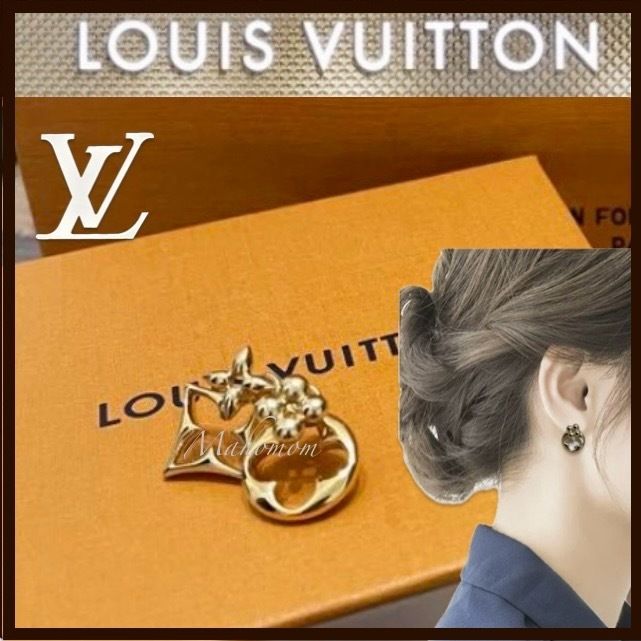 Louis Vuitton ☆ ギフト◎ ゴールド ピアス フラワー LV ロゴ (Louis