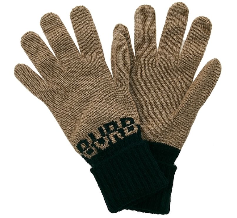 Burberry☆ロゴインターシャ ツートン カシミアグローブ (Burberry