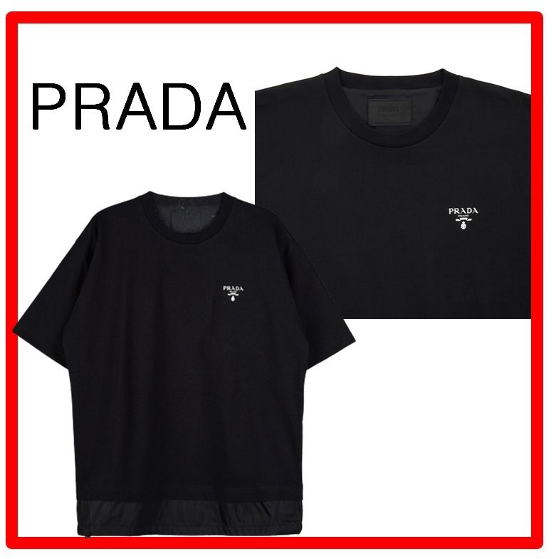 ☆【PRADA】☆ジャージ&ナイロンロゴ 半袖 Tシャツ メンズ☆ (PRADA/T