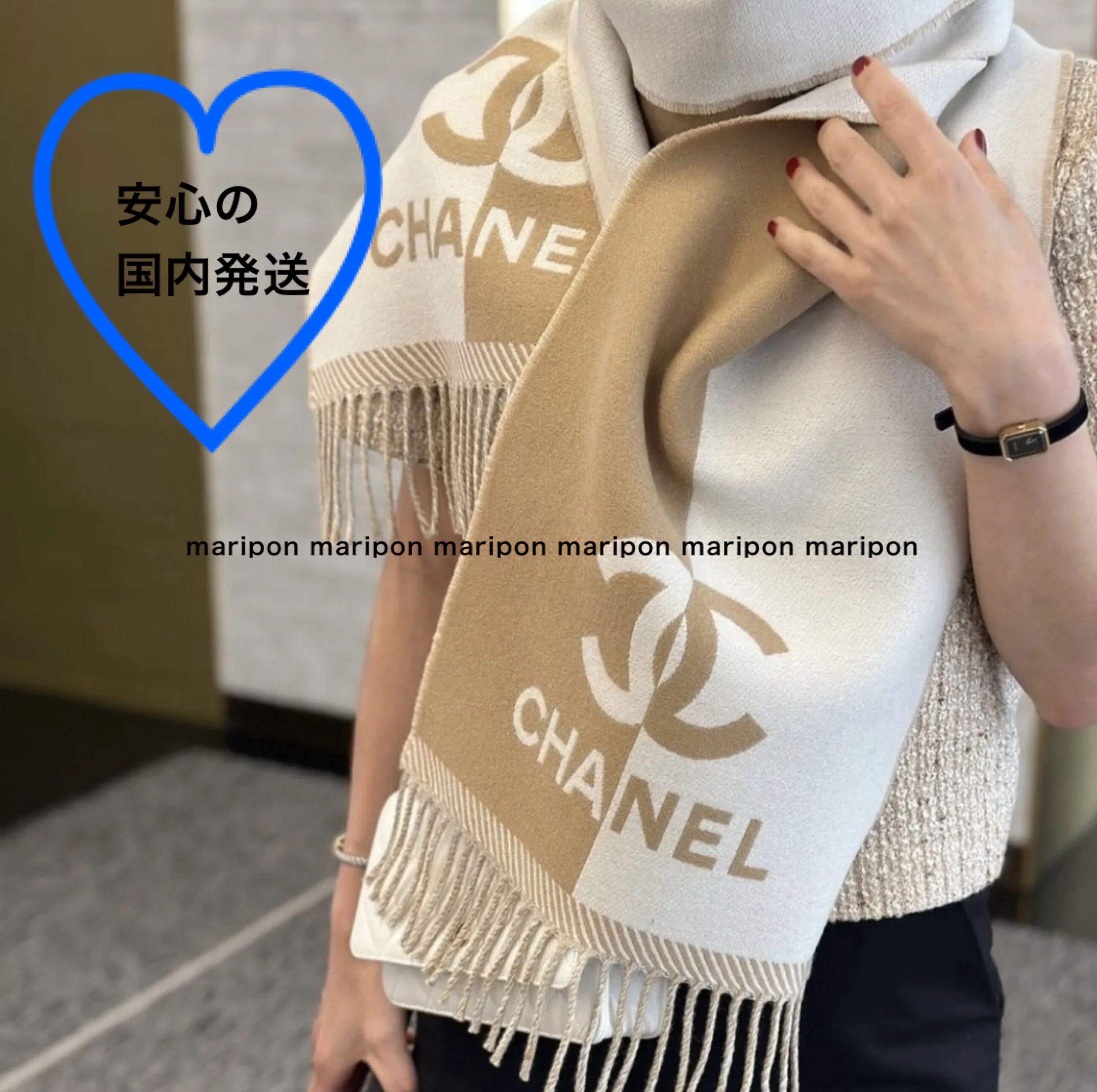 CHANEL マフラーストールカシミヤ