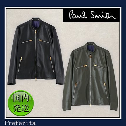 Paul Paul Smith◇レザージャケット・ブルゾン/L/牛革/BRD/無地/443325