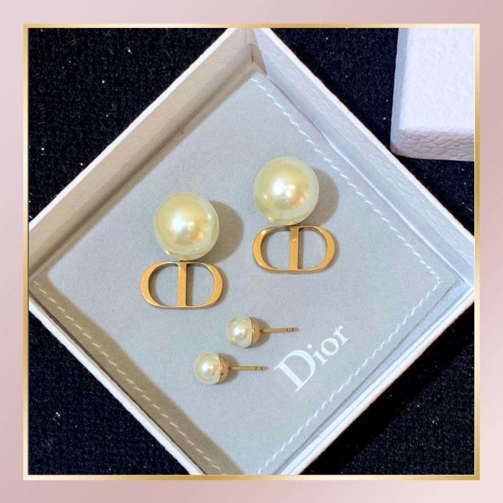 DIOR】DIOR TRIBALES ピアス 上品 ロゴ ゴールド パール (Dior/ピアス