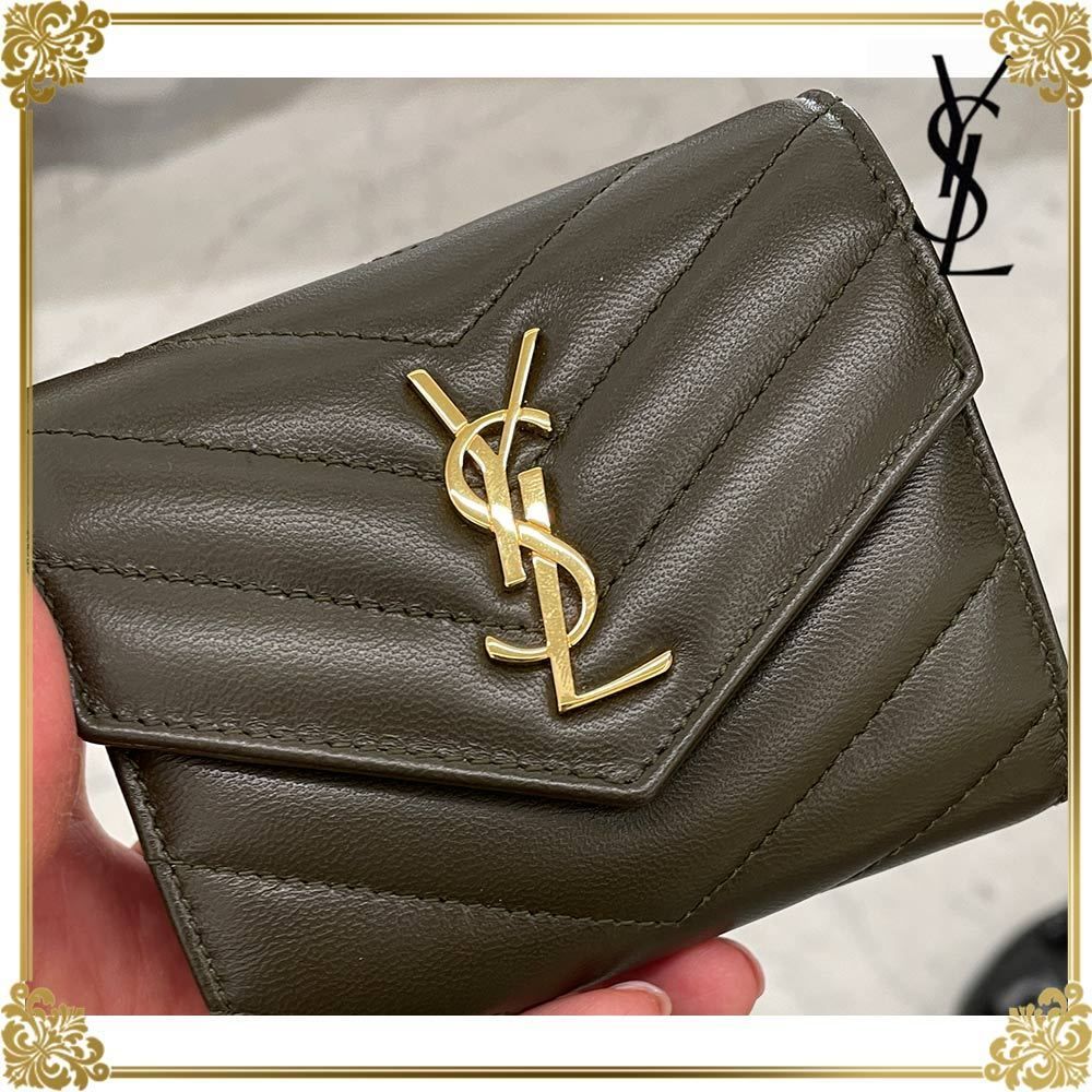 人気品 YSL サンローラン 三つ折り財布