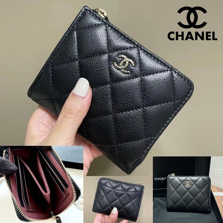 CHANEL シャネル メンズ 二つ折り財布 ブラック レザー CHANEL