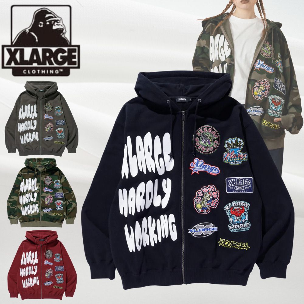 XLARGE】MULTI LOGO ZIP UP HOODED SWEATSHIRT (X-Large/パーカー