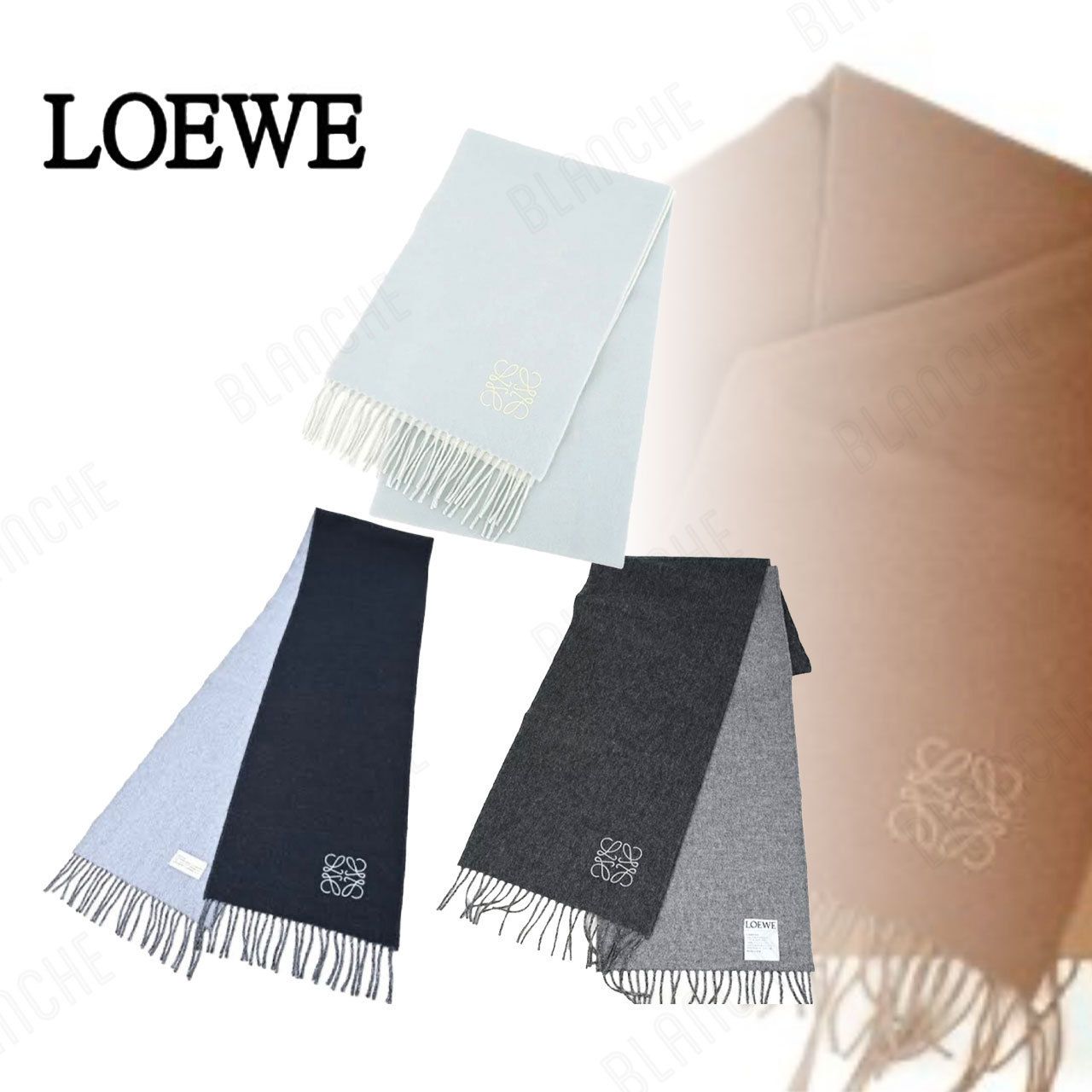 LOEWE】バイカラー スカーフ（ウール&カシミヤ） (LOEWE/マフラー