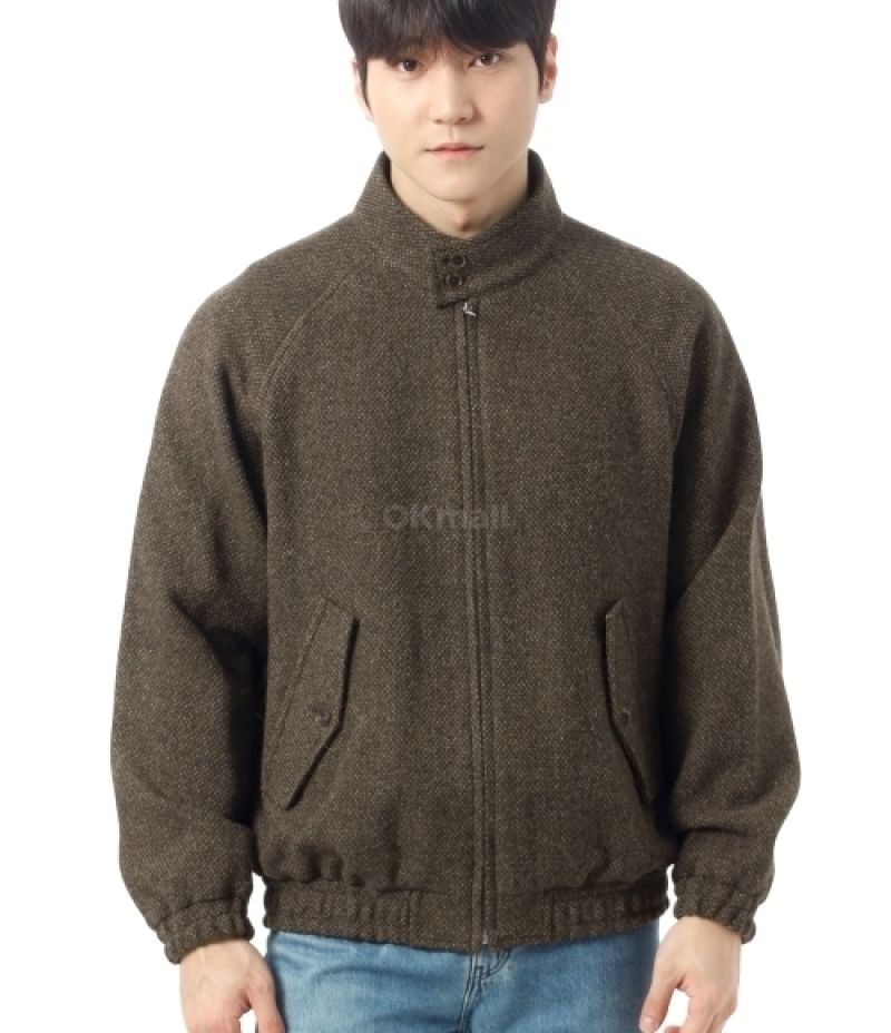 LAMA SHETLAND wool TWEED ZIP BLOUSON