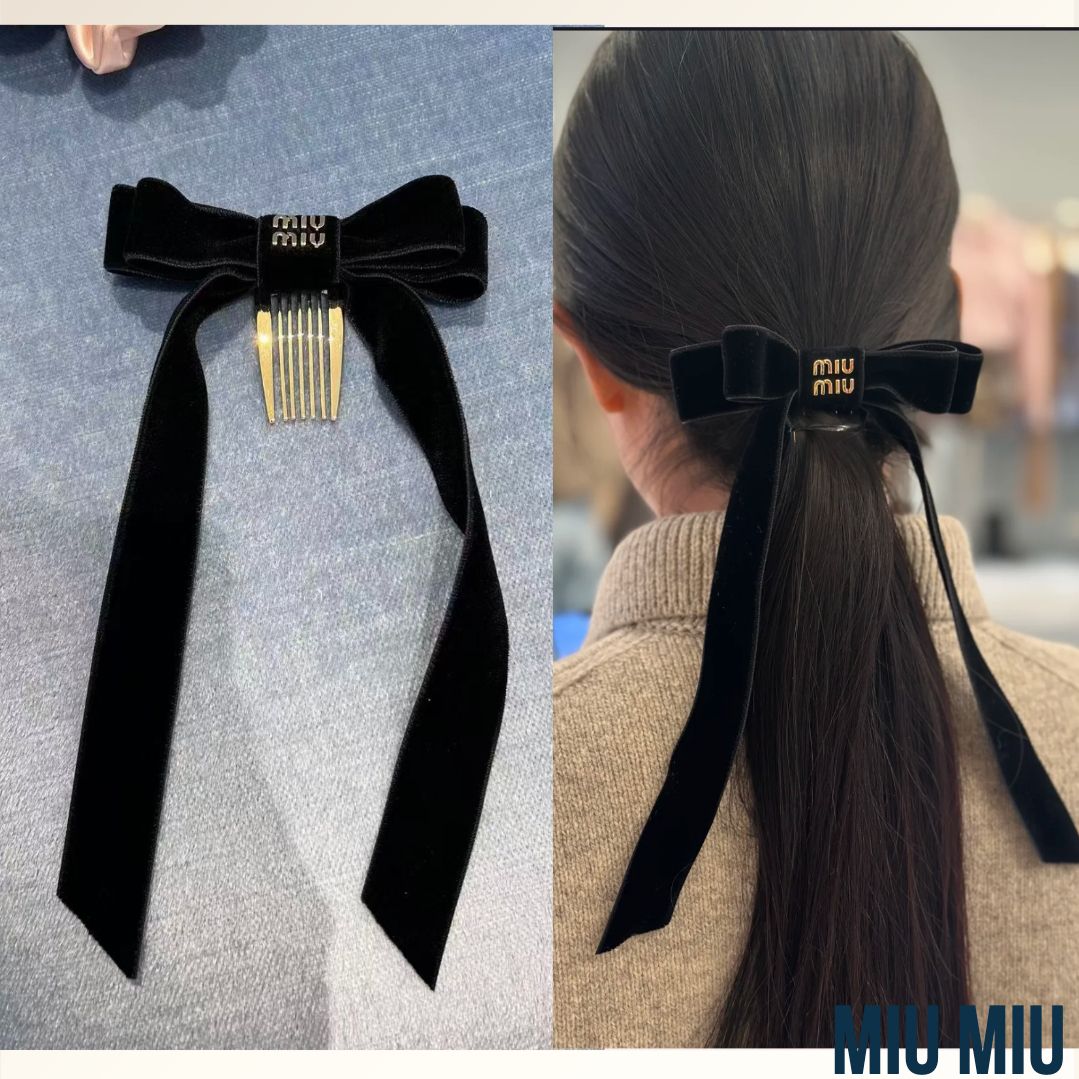 値下げ☆美品☆MIU MIU ミュウミュウ リボンモチーフ ビジューブローチ