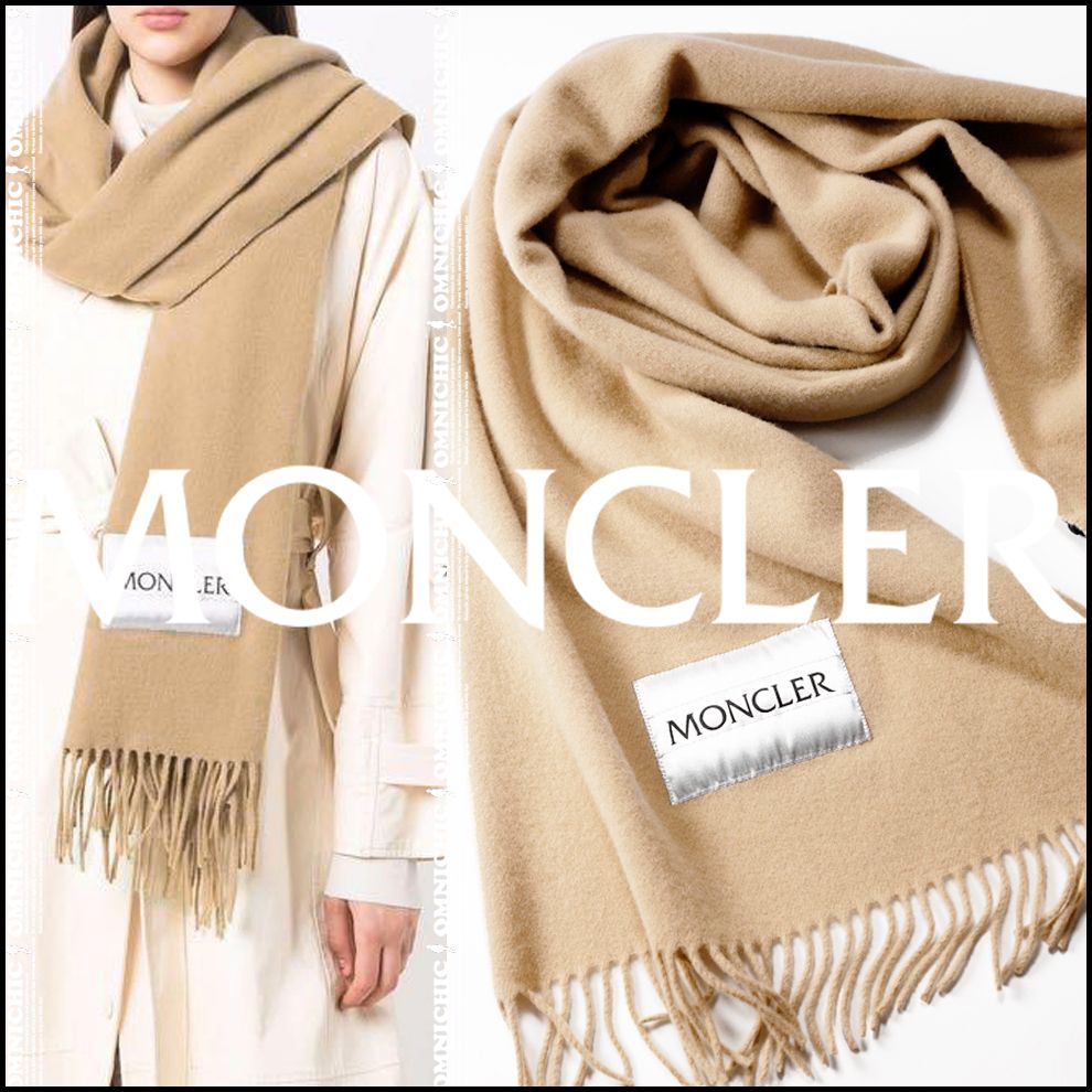 贅沢大判200cmダウンロゴ MONCLER モンクレールウールストール