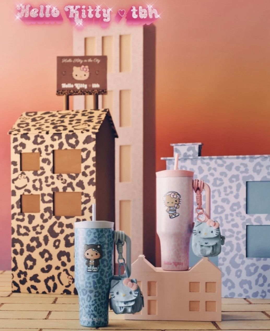 上海限定】Hello Kitty×tbh ヒョウ柄ストロー付きタンブラー (Hello