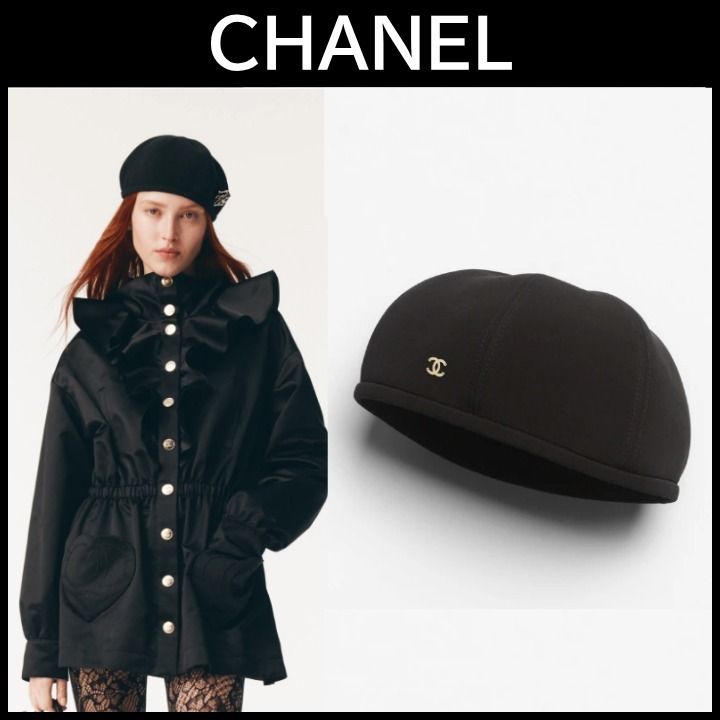 CHANEL バーガンディ ニットベレー帽 CHANEL バーガンディ ニット