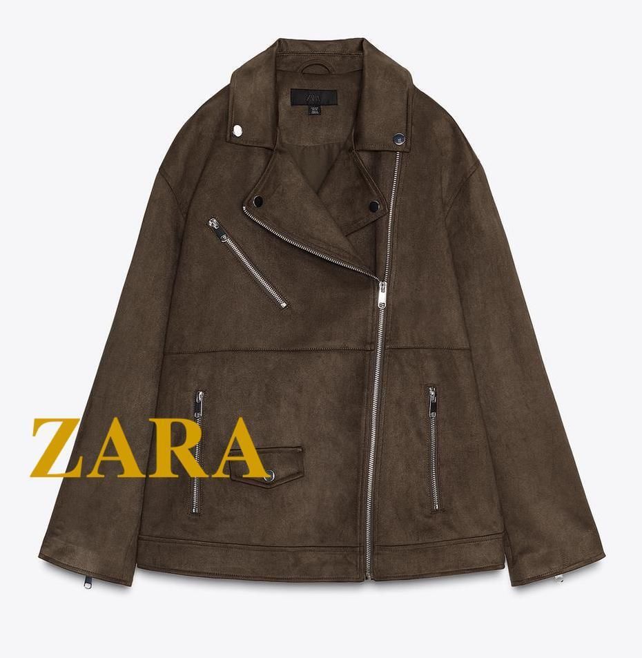 新品未使用】ZARA フェイクスエード ブラウンジャケット L ZARA ザラ
