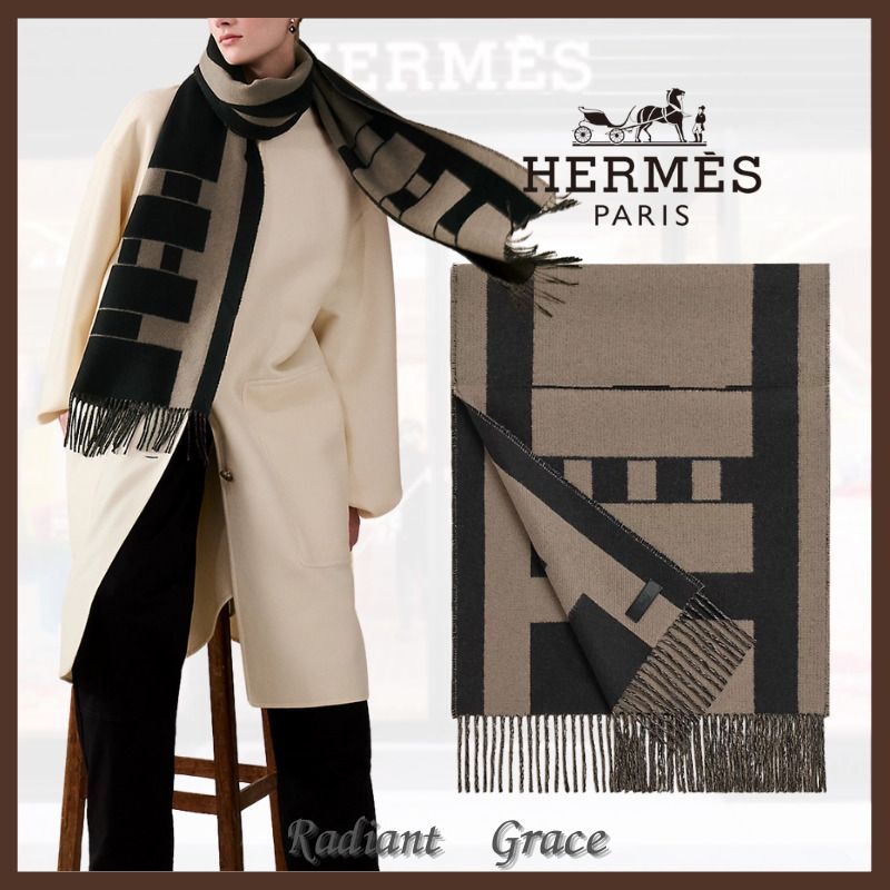 寒い季節を彩る》HERMES カシミヤマフラー 《コンクール》 (HERMES