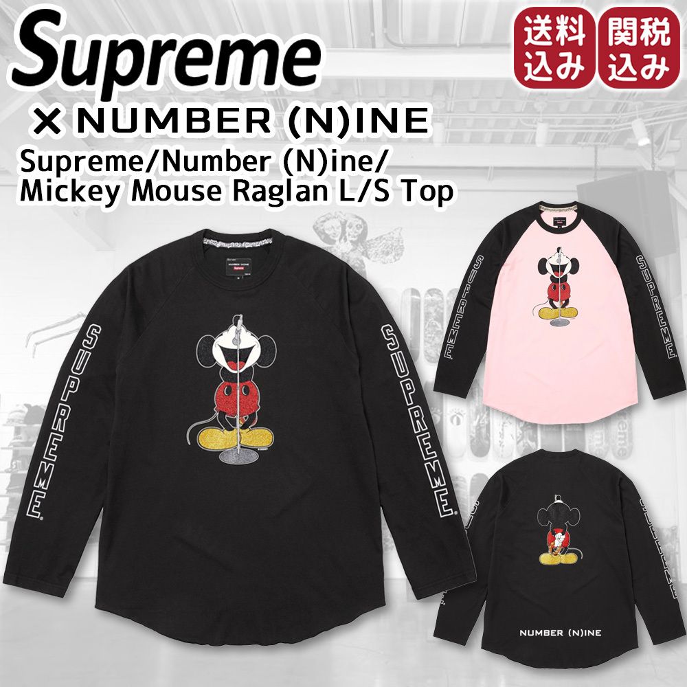 Supreme x NUMBER (N)INE】Mickey Mouse Raglan L/S Top (Supreme/T
