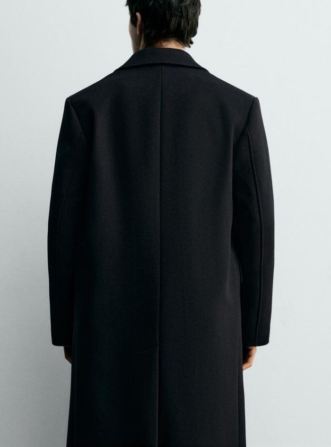 ZARA ウールダブルブレストコート ブラック 上品エレガント 新作 (ZARA