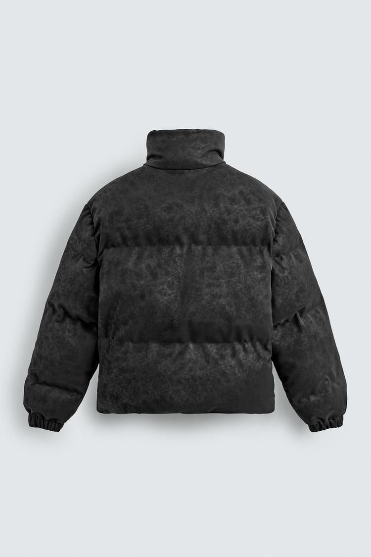 ZARA】ウォッシュドフェイクレザーパッド入りジャケット (ZARA/ダウン