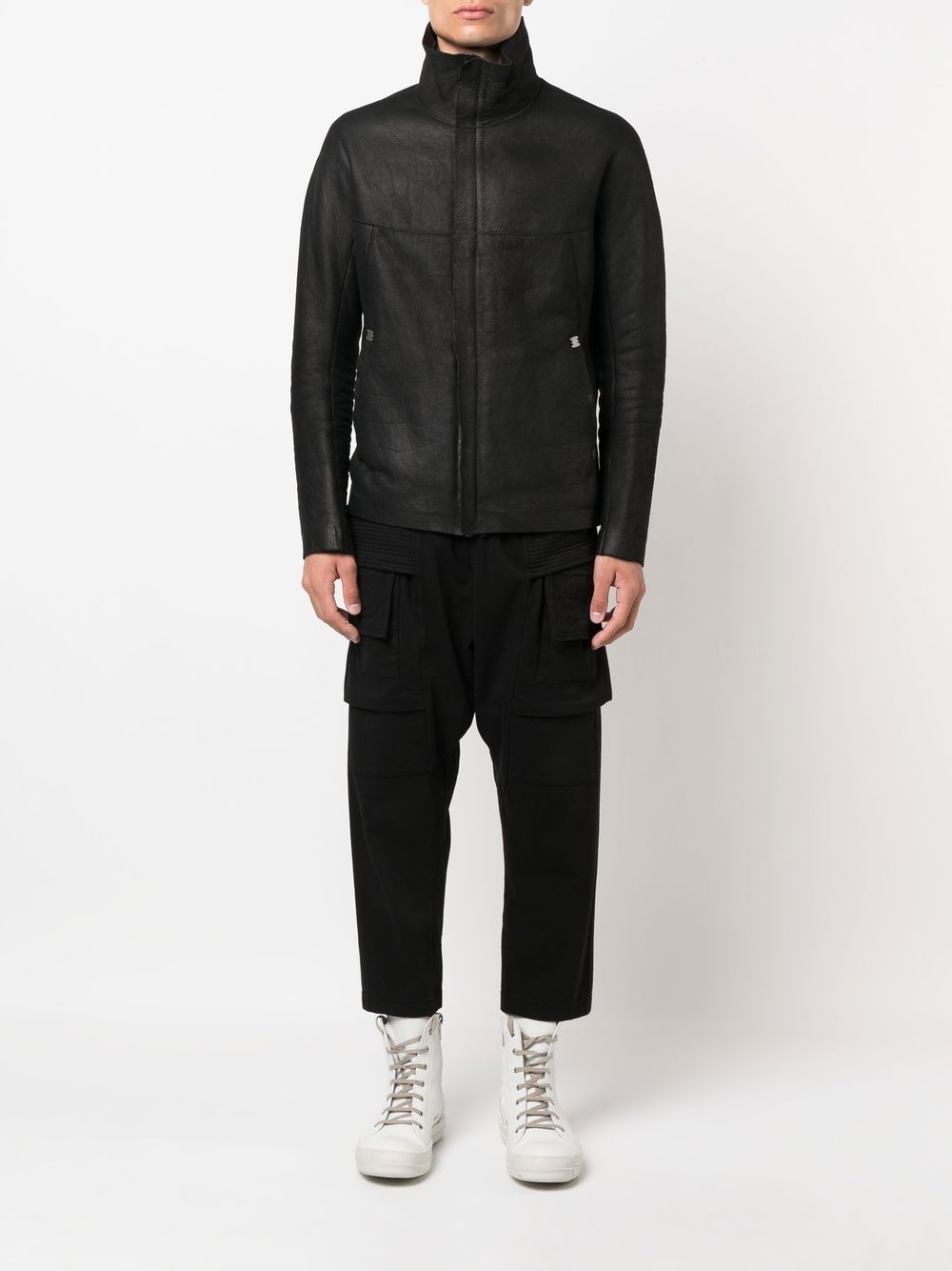 Isaac Sellam Experience テクスチャード レザージャケット | ブラック
