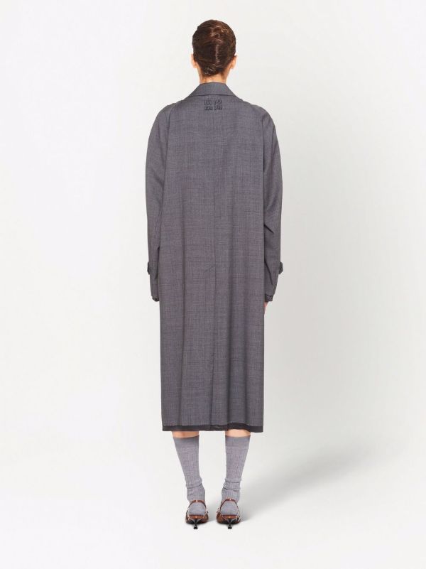 Miu Miu ミュウミュウ チェック コート | グレー | FARFETCH JP