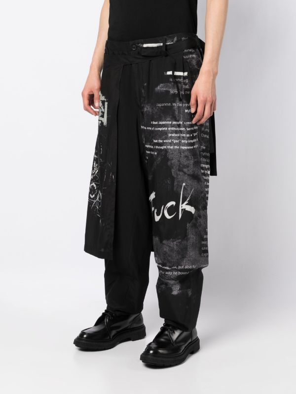Yohji Yamamoto overlapping-panel straight-leg Trousers | Black