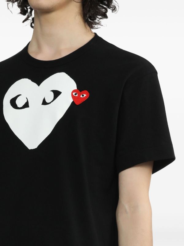 Comme Des Garçons Play Heart Logo Cotton T-shirt | Black | FARFETCH