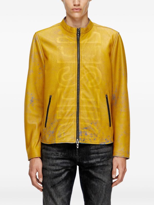 Diesel L-Evert-A Leather zip-front Jacket | Yellow | FARFETCH