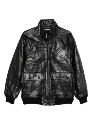 Auralee ジップアップ レザージャケット | ブラック | FARFETCH JP