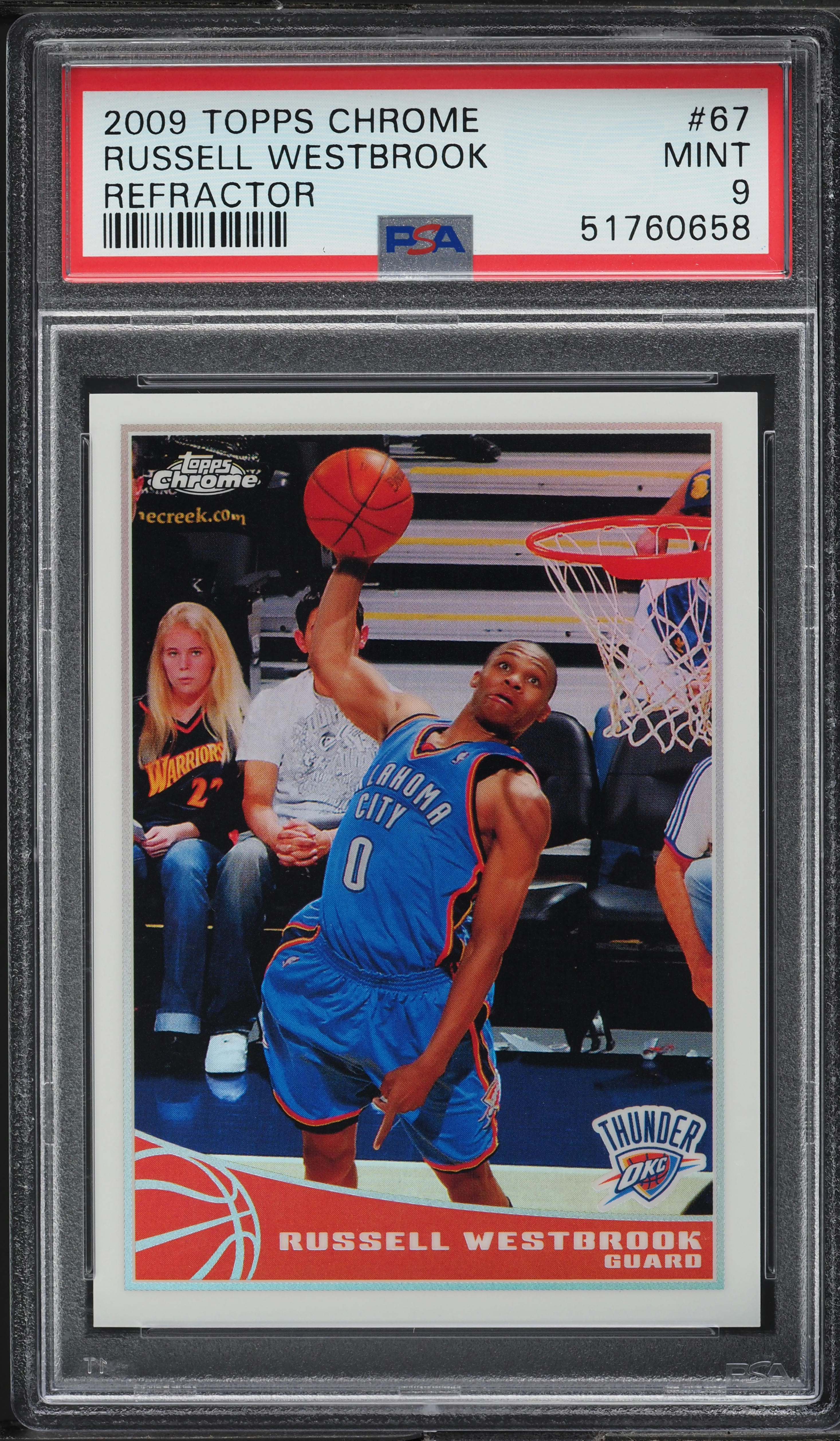 2009 Topps Chrome Refractor Russell Westbrook /500 #67 PSA 9 MINT