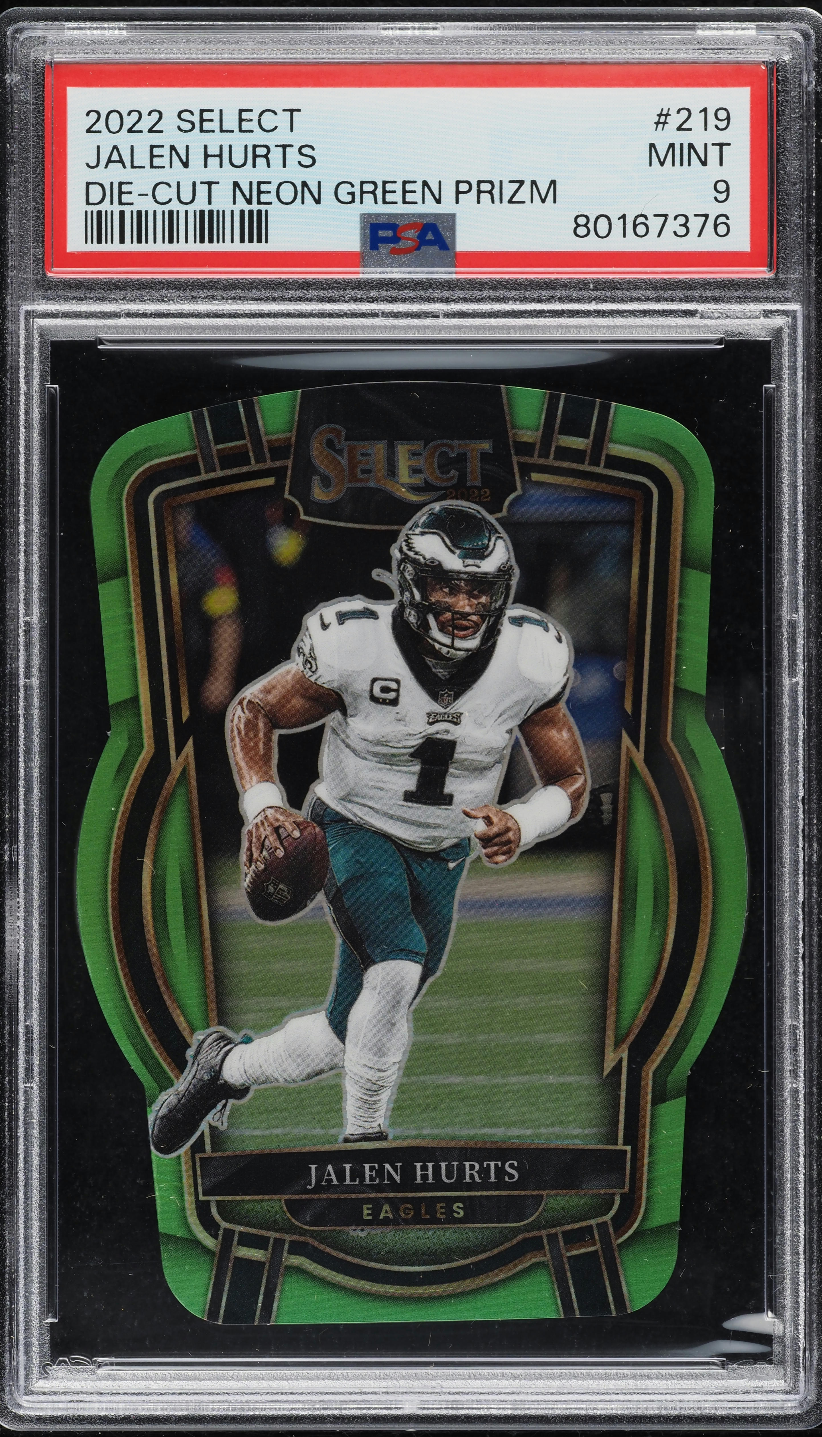 2022 Select Club Level Neon Green Prizm Die-Cut Jalen Hurts /299
