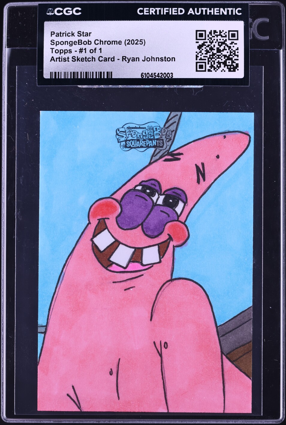 2025 Topps Chrome SpongeBob Artist Sketch Card Ryan Johnston