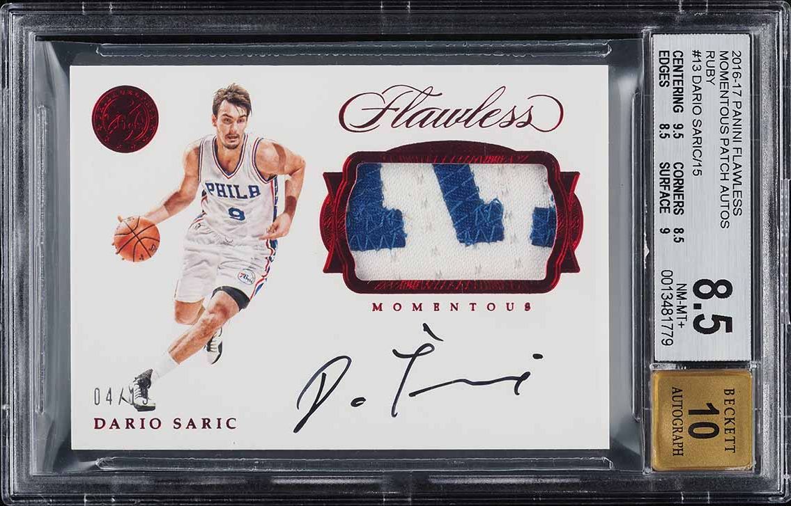 2016 Panini Flawless Momentous Ruby Dario Saric RC PATCH AUTO /15