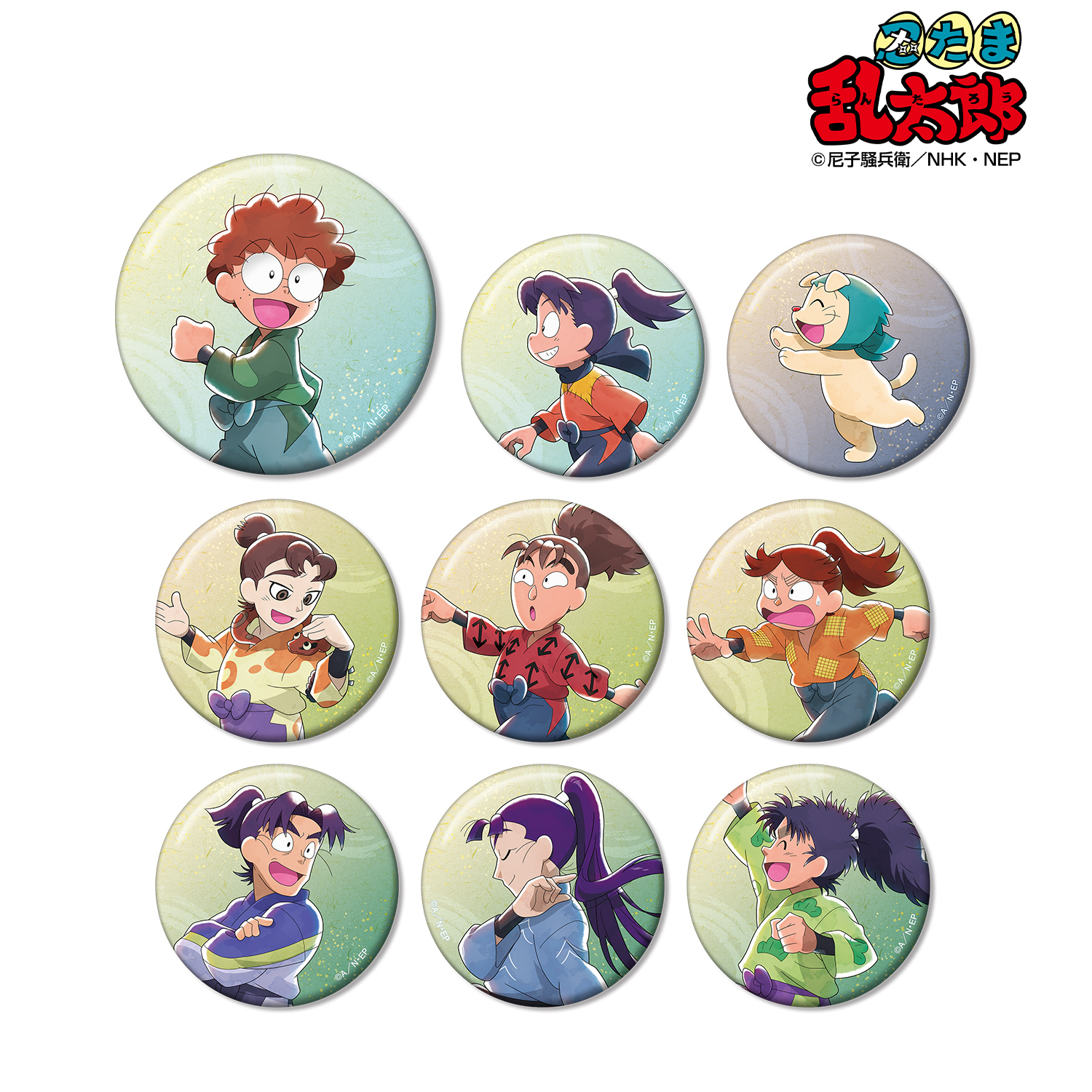 忍たま乱太郎 喜怒哀楽の段 スクエア缶バッジセット 2016年 【公式通販】