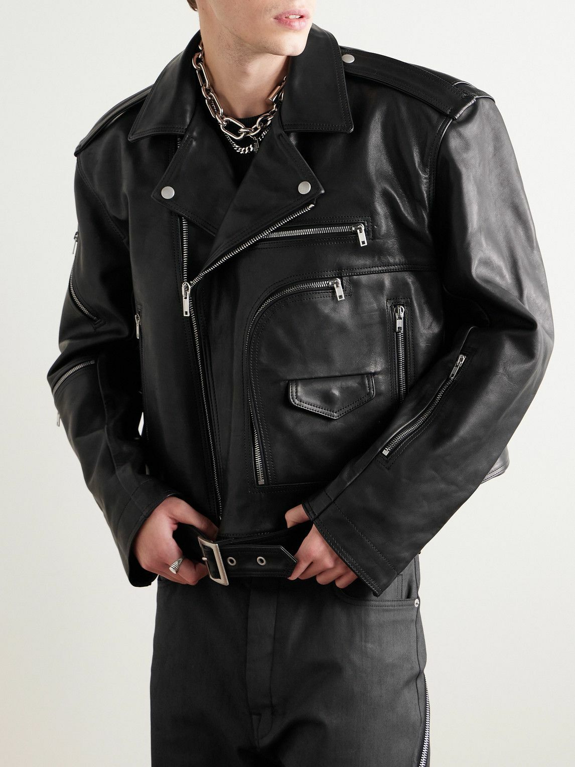Rick Owens - Cropped Buckled Leather Jacket Rick Owens