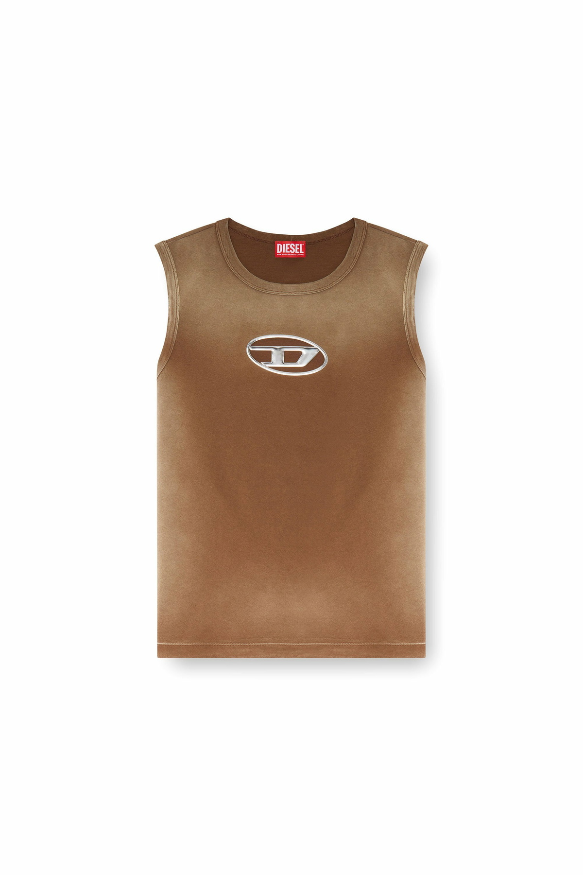 Diesel Faded tank top with puffy Oval D - T-Shirts Mens in Brown