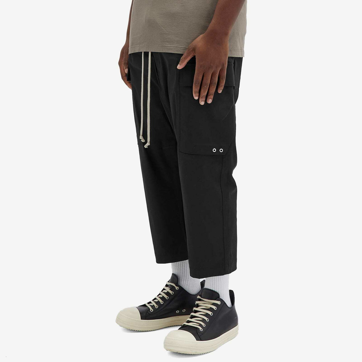 Rick Owens Men's Cargo Cropped Pants in Black Rick Owens