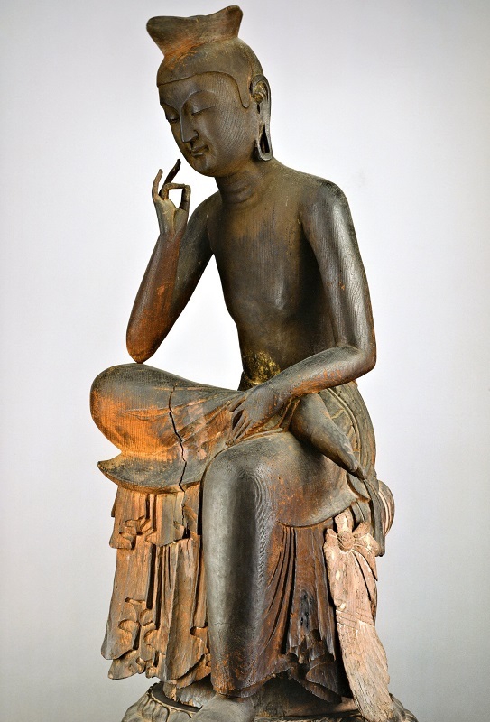 虎目石彫刻 弥勒菩薩 坐像 約12.6㎝ 東大寺「木造 弥勒仏坐像（試みの