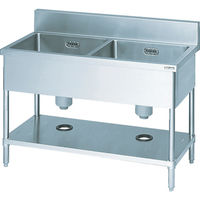 マルゼン 二槽シンク900×450×800(ホース付) BS2-094 1台 465-5265