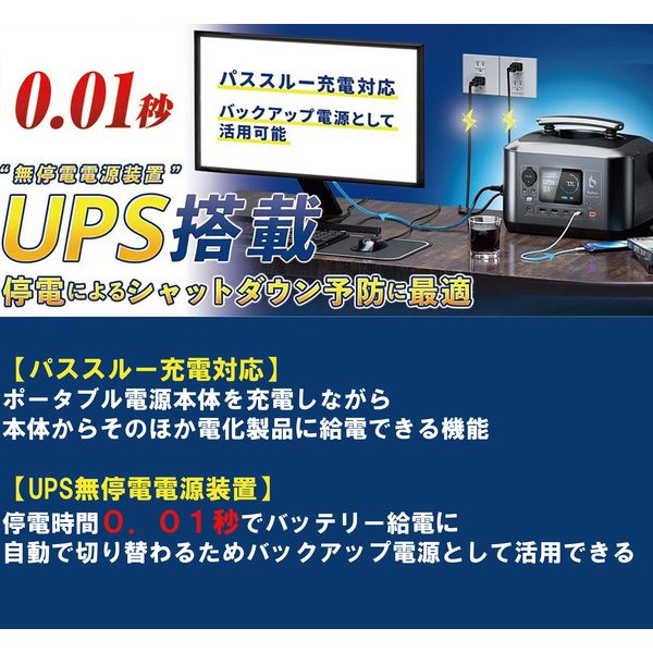 ポータブル電源 リン酸鉄リチウムイオン電池 蓄電池 1000W BigBlueTeck