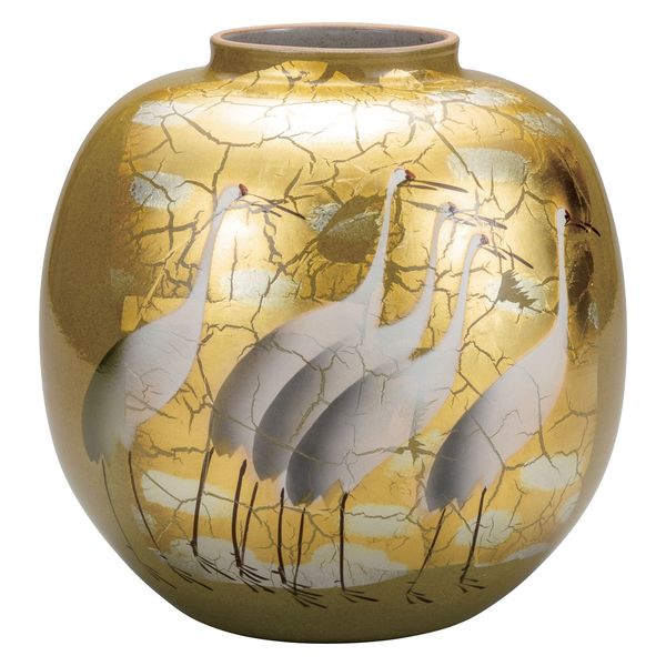 九谷錦生作金箔装飾 陶器 花瓶