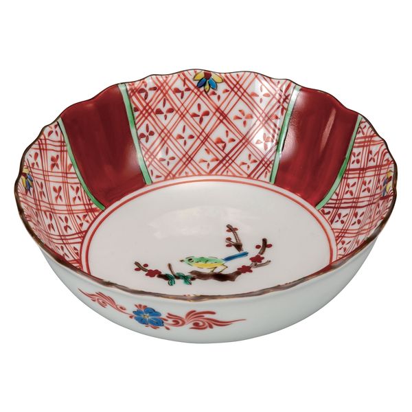 最終値下げ 九谷焼 銘 九谷正三 絵 変わり 赤絵 3点揃い 六角鉢 盆栽鉢