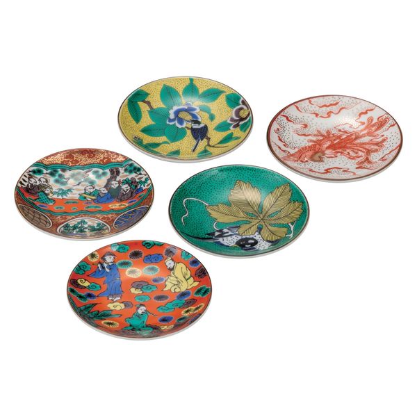 伊野正峰 日本の伝統工芸品【九谷焼】 3.2号皿揃 時代絵 (K9-70) (K8