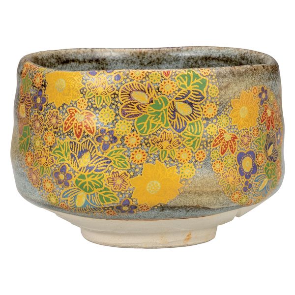 伊野正峰 日本の伝統工芸品【九谷焼】 抹茶碗 花詰 (K9-863) (K8-794