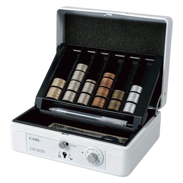 カール事務器 手提げ金庫 キャッシュボックス A6 ホワイト CB-8250-W 1