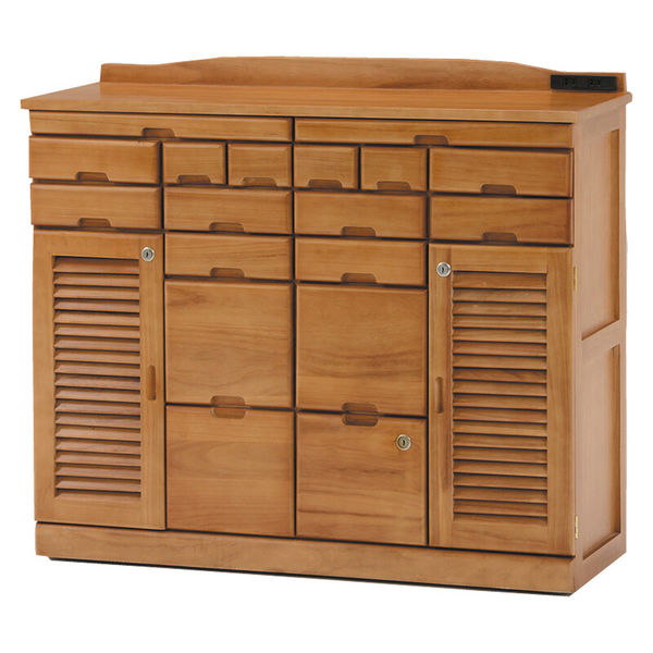 ファミリー・ライフ 天然木鍵付き引き出しいっぱいFAX台 コンセント