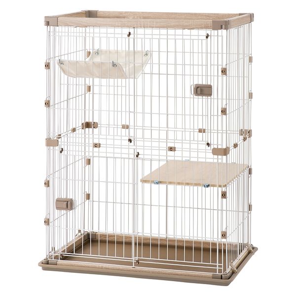 アイリスオーヤマ 猫 ケージ 2段 幅90×奥行60×高さ120cm ウッディ