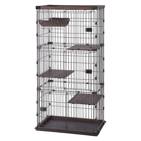 アイリスオーヤマ 猫 ケージ 3段 キャットケージ 高さ180cm ウッディ