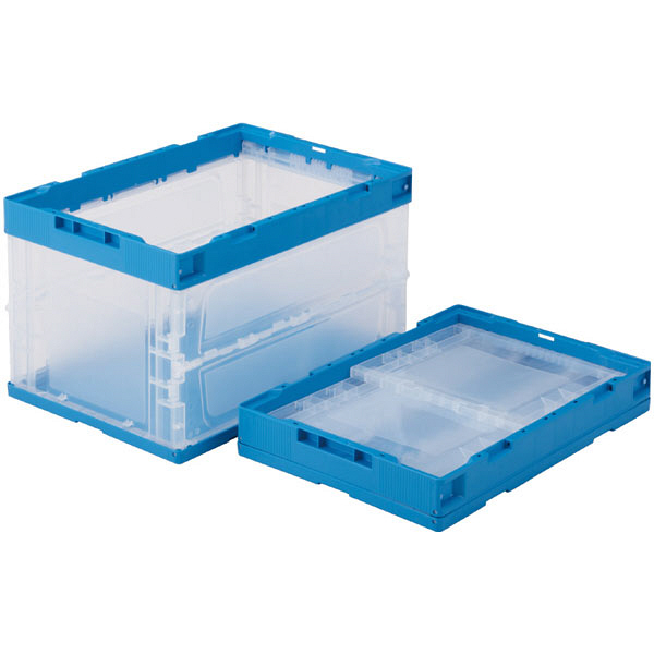 サンコー オリコン P51B フタ無 51.6L 透明/ブルー 1個（直送品