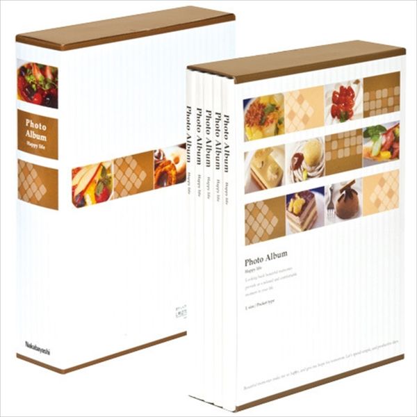 ナカバヤシ 5冊BOXポケットアルバム L判 3段 270枚 スイーツホワイト