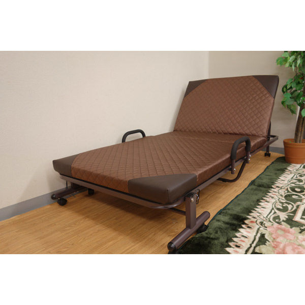 折りたたみベッド 高さ調整11段階 ブラウン