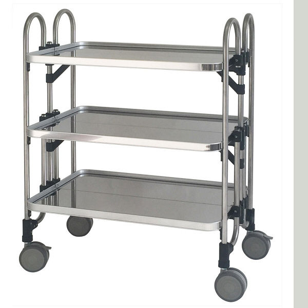 トクヤマ 折りたたみ式ステンレスワゴン 3段型 FEAM-3 1台（直送品