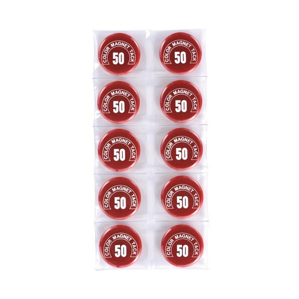 ミツヤ カラーマグネット 赤 50mm MR-50-RD 1パック（10個入） （直送